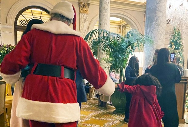 Head to The Plaza for a classic holiday tea, and a memorable visit with the season's biggest celebrity. Photo by author