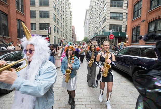 Dumboween is scarily entertaining, beginning with the annual March to the Arch followed by crafts, costume contests, live music, and trick-or-treating, of course! Photo by Hassan Mokaddam