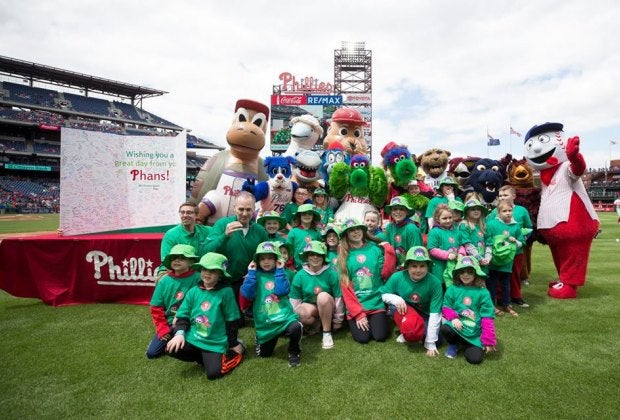 The Phanatic and the Galapagos Gang, photo courtesy of the Philadelphia Phillies