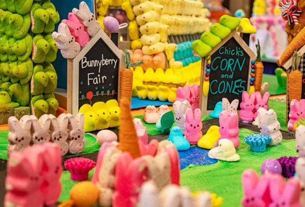 Peddler’s Village has lots of Peeps, doing all sorts of things, on display in March!  Photo courtesy of Peddler's Village