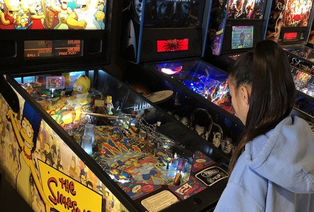 Rows and rows of pinball machines await at the newly opened Pinball Long Island. 