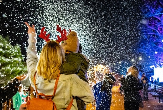 Enjoy snow every night at Winter City Lights. Photo by Kyle Lanzer courtesy of the Winter City Lights .event.