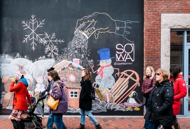 At the 10-day SoWa Winter Festival, discover a shopping village with 100 vendors, live ice  sculpting, and food trucks. Photo courtesy of SoWa Boston, Facebook