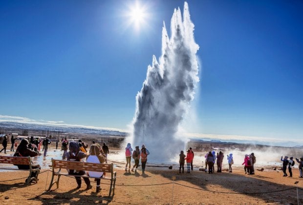Geysers are a common sight in Iceland but the Strokkur Geyser is particularly impressive.