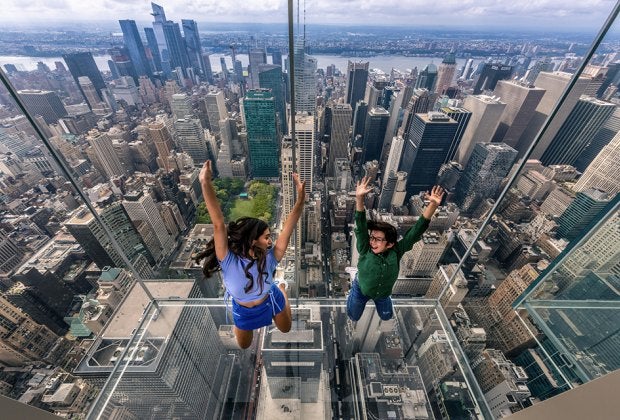 Take a leap in Levitation—glass-enclosed skyboxes suspended 1,063 feet above Madison Avenue at the new SUMMIT One Vanderbilt. Photo courtesy of One Vanderbilt
