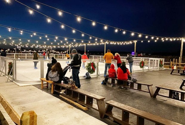 Enjoy ice skating, hot cocoa, and s'mores by the fire at Waterdrinker Family Farm. Photo courtesy of the farm