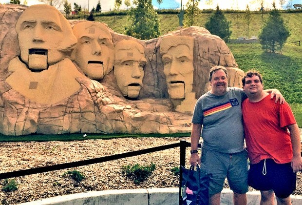 Pose in front of Legoland's Mt. Rushmore. Photo by the author