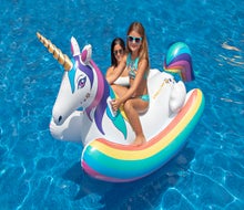 A unicorn float makes time in the pool extra fun!