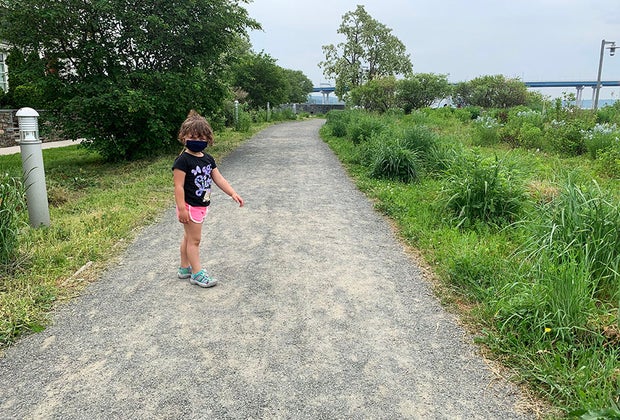Girl walking on path