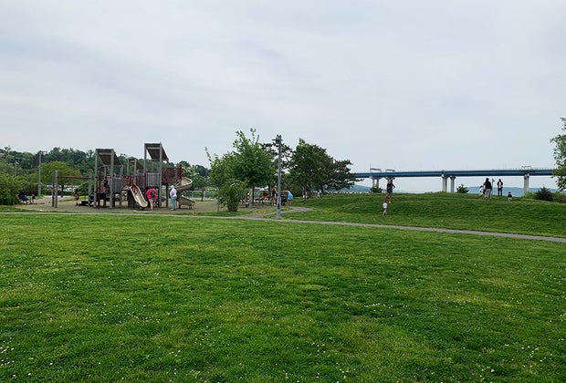 Playground and grassy area and Pierson Park