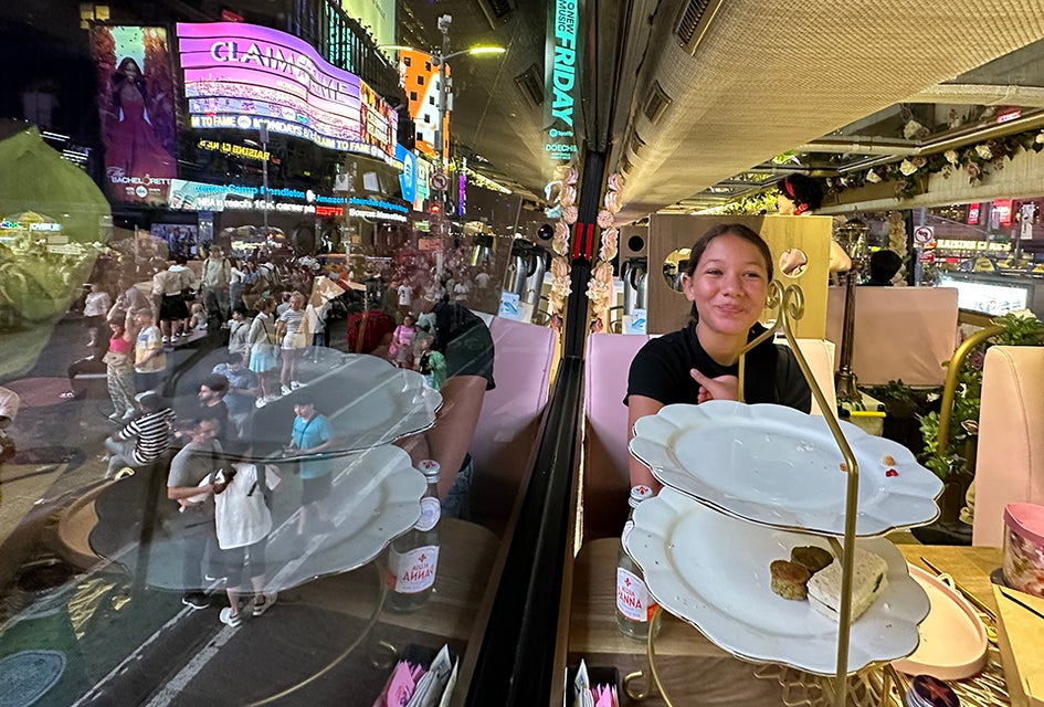 Tea Around Town combines a sumptuous meal with a unique view NYC landmarks! Photo by Jody Mercier 