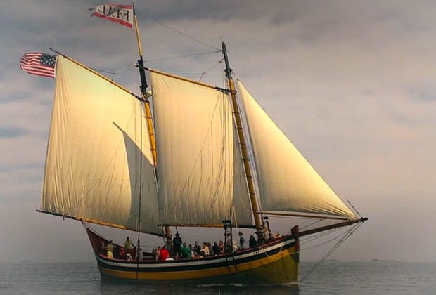 Photo of Salem, MA's Schooner Fame sailboat at sea - Things to do in Salem MA.