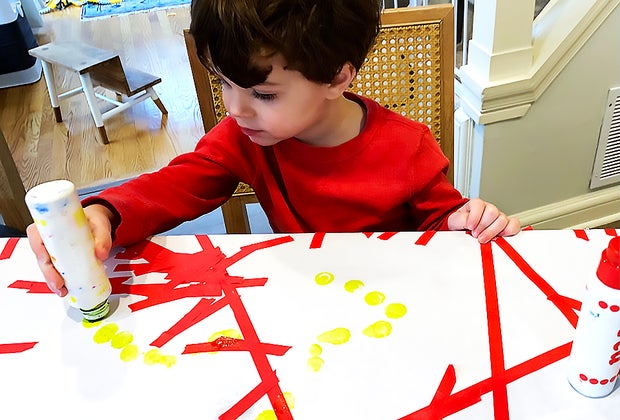 20 Low-Effort Ways to Entertain Toddlers When You’re Sick tape fun