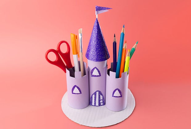 toilet paper roll castle desk organizer