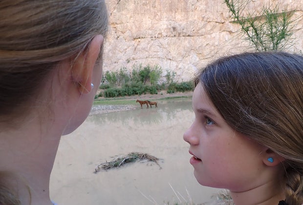Big Bend National Park with Kids: The Boquillas Canyon trail climbs from the parking to the top of a cliff overlooking the Rio Grande.