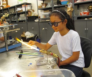 Learn how to blow glass at UrbanGlass' open studio. Photo courtesy of UrbanGlass