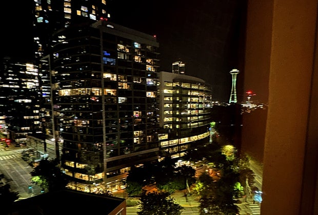 A spectacular view from the windows of the Pan Pacific Hotel Seattle.