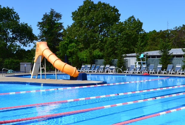 Photo of large pool with water slide- Top Swimming Pools with Day Passes