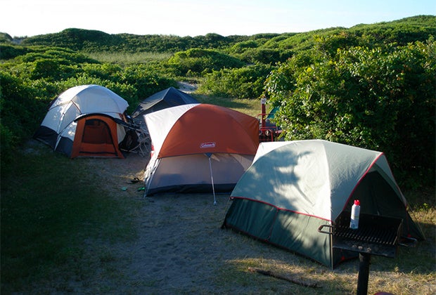 Camping near NYC: Tents set-up at Fire Island's Watch Hill