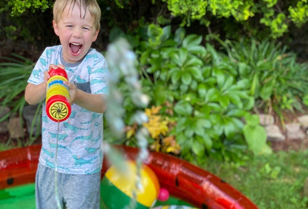 LI beat the heat Boy shooting a water gun