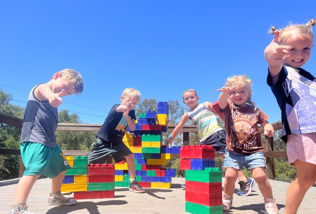 Adventure Playground: climb a tree fort to reach giant LEGO bricks