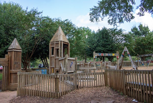 Wills Park Playground consists of slides, monkey bars, bridges, towers and swings Atlanta Playground