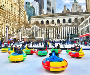 Bryant Park's Bumper Cars are a mainstay of late-winter fun in the park. Photo by Janet Bloom 