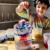 Create colorful storm clouds out of shaving cream and food coloring. 