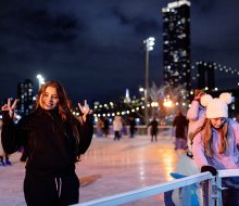 Roebling Rink at Brooklyn Bridge Park welcomes visitors to skate under an NYC landmark.