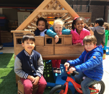 Preschoolers at All Souls get plenty of play time to romp on the rooftop playground. Photo courtesy of the school