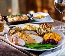 Seasons 52 offers a three-course Thanksgiving menu including turkey, gravy, brioche and sage stuffing, cranberry relish, mini pumpkin pies, and much more!