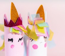 Make these magical unicorns with toilet paper rolls. Photo by Mommy Poppins
