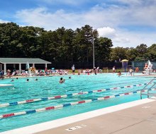 The complex at Centereach Pool offers lane swimming and a splash pad area for younger kids. Photo courtesy of Centereach Pool