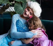 A costumed entertainer is fun for indoor birthday parties at home. Photo courtesy of Princess Fairy Tale Parties & Events