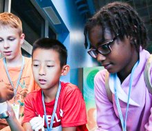 Kids enjoy the Forest of Illusions exhibit at the CT Science Center this January, free with admission! Photo courtesy of the Connecticut Science Center