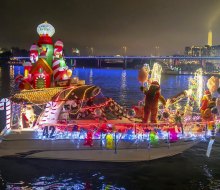 The Holiday Boat Parade is visible from both the Wharf and the Alexandria waterfront. Photo courtesy of the Wharf DC