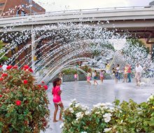 Georgetown Waterfront Park's fountain is the perfect place to cool off on a hot day. Photo by Ron Cogswell via Flickr  2.0