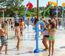 Beat the summer heat at the best splash pads, splash parks, and water playgrounds in Connecticut! Chesley Splashpad photo courtesy of TLB Architecture