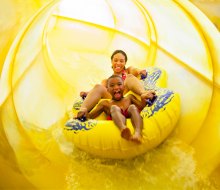 Take a ride on the slide at Great Wolf Lodge.