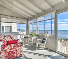 Hawk's Nest cozy cottage in Connecticut includes a private beachfront. Photo courtesy of Airbnb