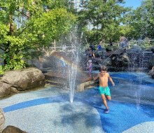 The Pier 6 Waterlab has been one of our favorite NYC splash pads since it opened in 2010. Photo by Sara M