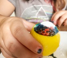 A bubbling lemon is an easy and colorful science fair project for all ages.