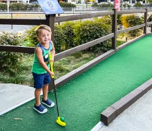The mini golf holes are creative, challenging, and varied—for both kids and adults. Photo courtesy of the author