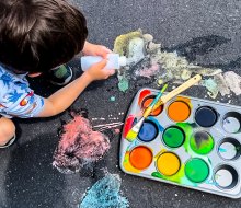 Bring an explosion of color to your driveway with this homemade fizzy sidewalk chalk paint. Photo by author Liz Baill