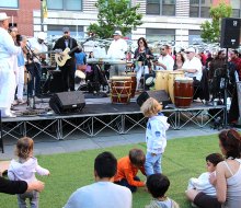 Enjoy free concerts at Groove on Grove every Wednesday from May–September.