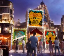 For the first time in The Wizarding World of Harry Potter, guests enjoy a live, theatrical experience at Le Cirque Arcanus. Artist conceptual rendering courtesy of Universal