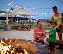 Cap off your beach day with s'mores by the firepit at the Starlux Boutique Hotel in Wildwood.