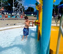 Cantiague Park's splash pad offers water play for all ages. 