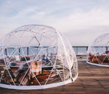 Enjoy oceanside dining inside a heated igloo at Gurney's Resort in Montauk.