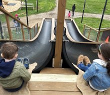 Harbes Farm offers a slew of  kid-friendly attractions, including the speedy goat mountain slides. Photo by Jennifer Voit